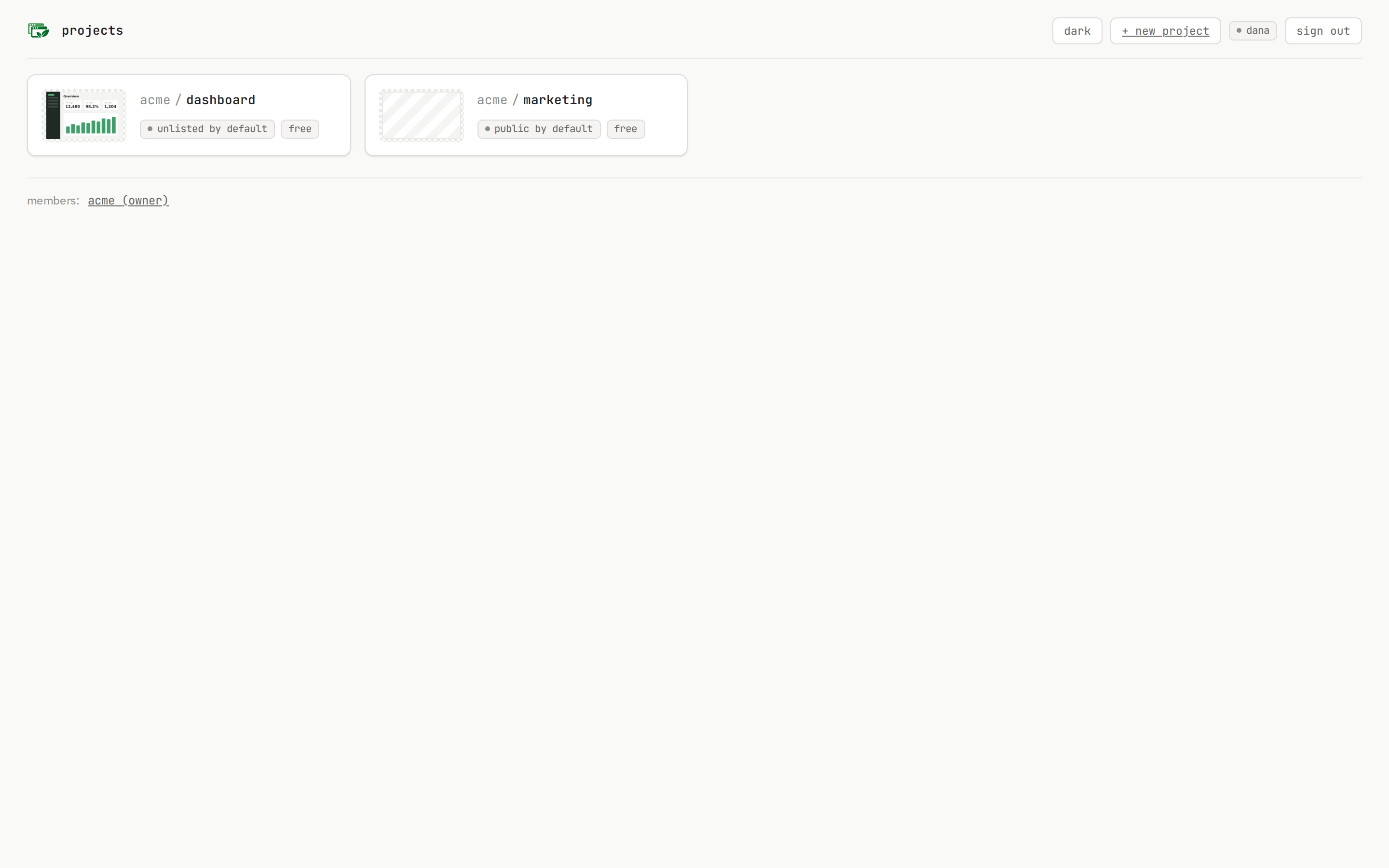 The Screenery console, as of the latest push to the default branch